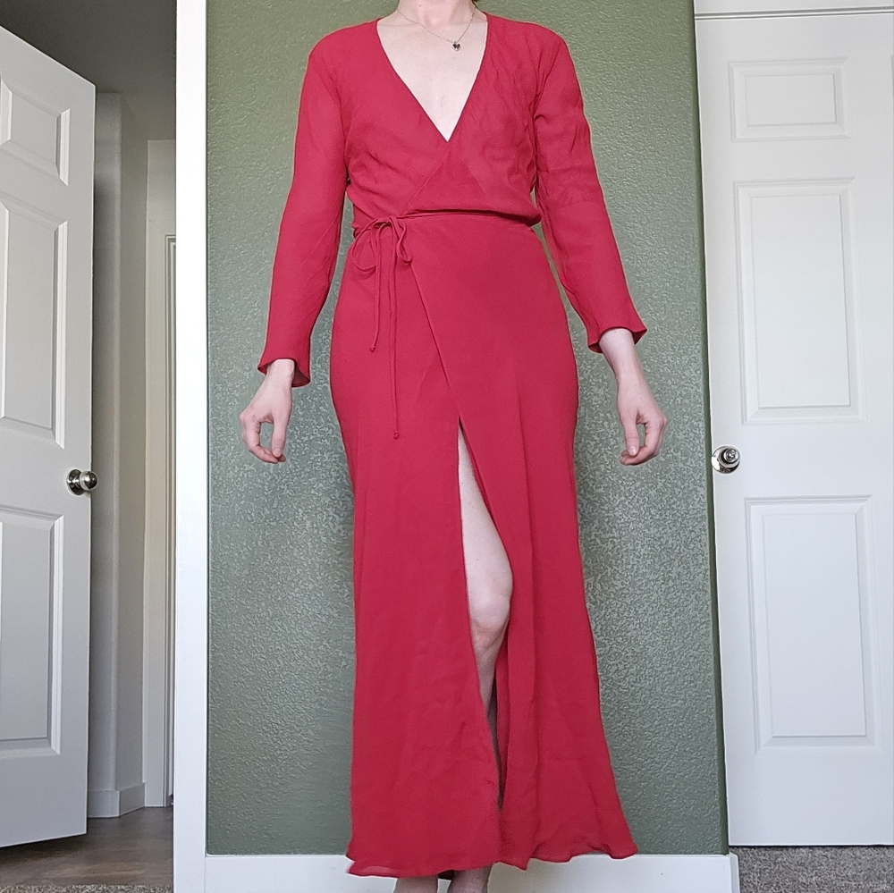 Reformation Red Wrap Dress